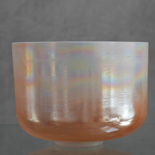 Crystal Tones Alchemy Bowl 12 in F-25 Laughing Buddha, Platinum Rim , Frosted Inside 155209