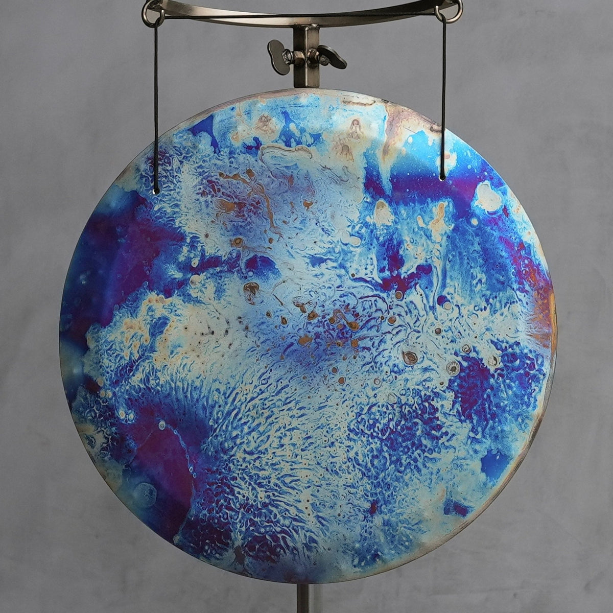 19 in Titanium Blue Cosmo Handheld Gong - D#+20 - OSO Sound Healing