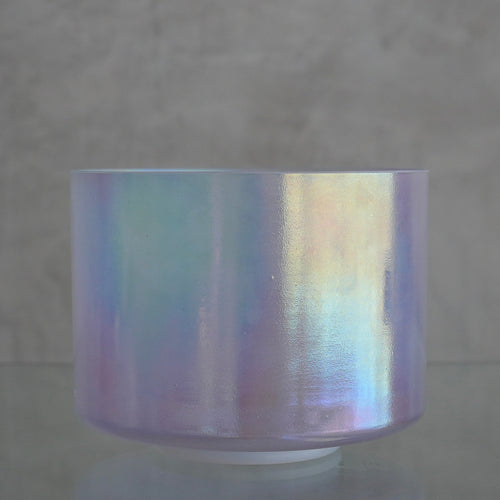 Crystal Tones Alchemy Bowl 8 in G-15 Violet Flame Aura, Frosted Inside 156430