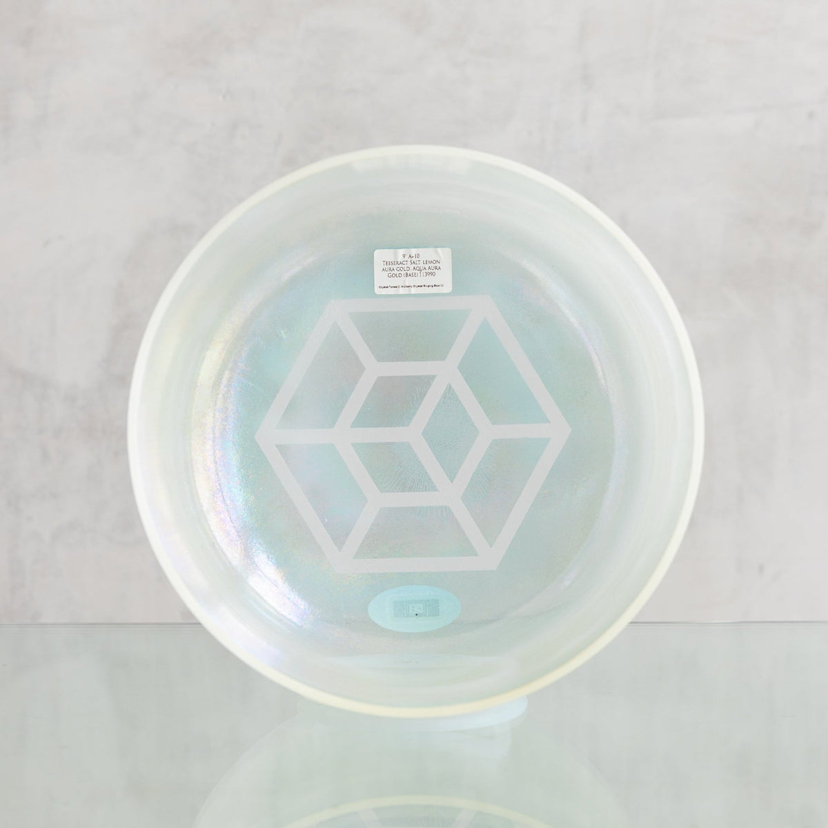 9 in A+10 Tesseract Salt Lemon Aura Gold Aqua Aura Gold Base 113990 - OSO Sound Healing