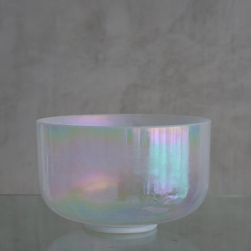 Crystal Tones Alchemy Bowl 12 in G-10 Platinum Frosted Rim Inside - 146546