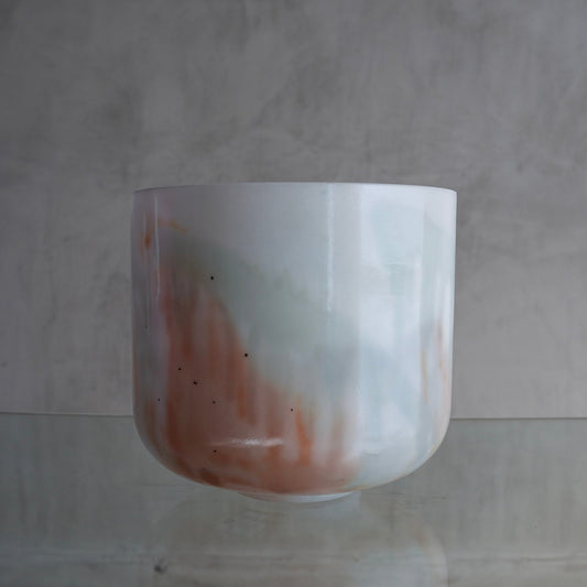 Crystal Tones Alchemy Bowl - 10 in A0 Mt. Smasta Serpentine, Sedona Red Rock, White Light Angel Gold