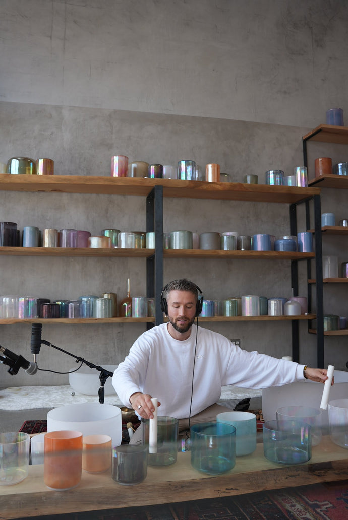 Avery Whitmore Playing Healing Instruments in OSO Sound Healing - Founder and Global Sound Meditation Facilitator