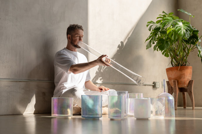 Avery Whitmore Playing Healing Instruments with Crystal Singing Bowls - Transformative Sound Healing Session at OSO Sound Healing in Los Angeles