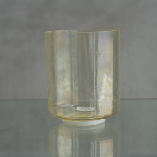Crystal Tones 6 in A+15 Lemon Aura Gold Flat Bottom, Binaural Bowl 105652 - OSO Sound Healing