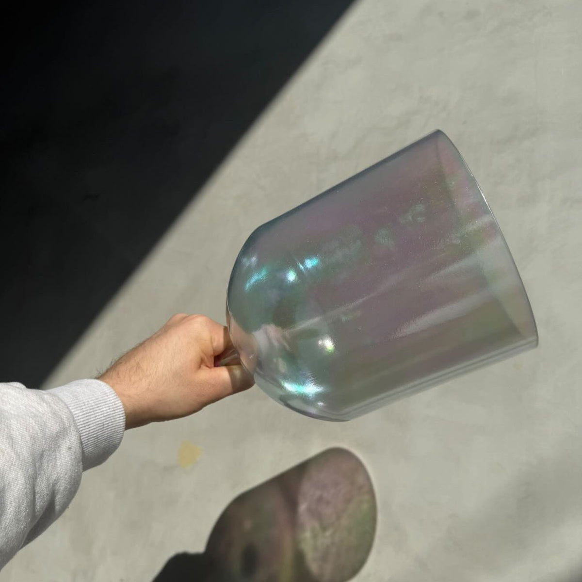 Crystal Tones 7 in E+15 platinum, Aqua Aura Gold Inside Tall, Limited Edition Fire Element Bowl Practitioner Bowl With Case - OSO Sound Healing